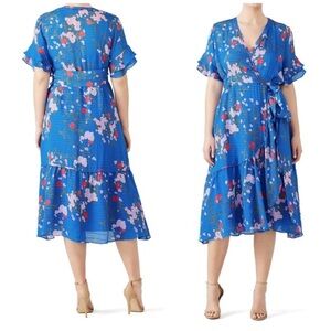 Tanya Taylor Blue Floral Midi Dress 14